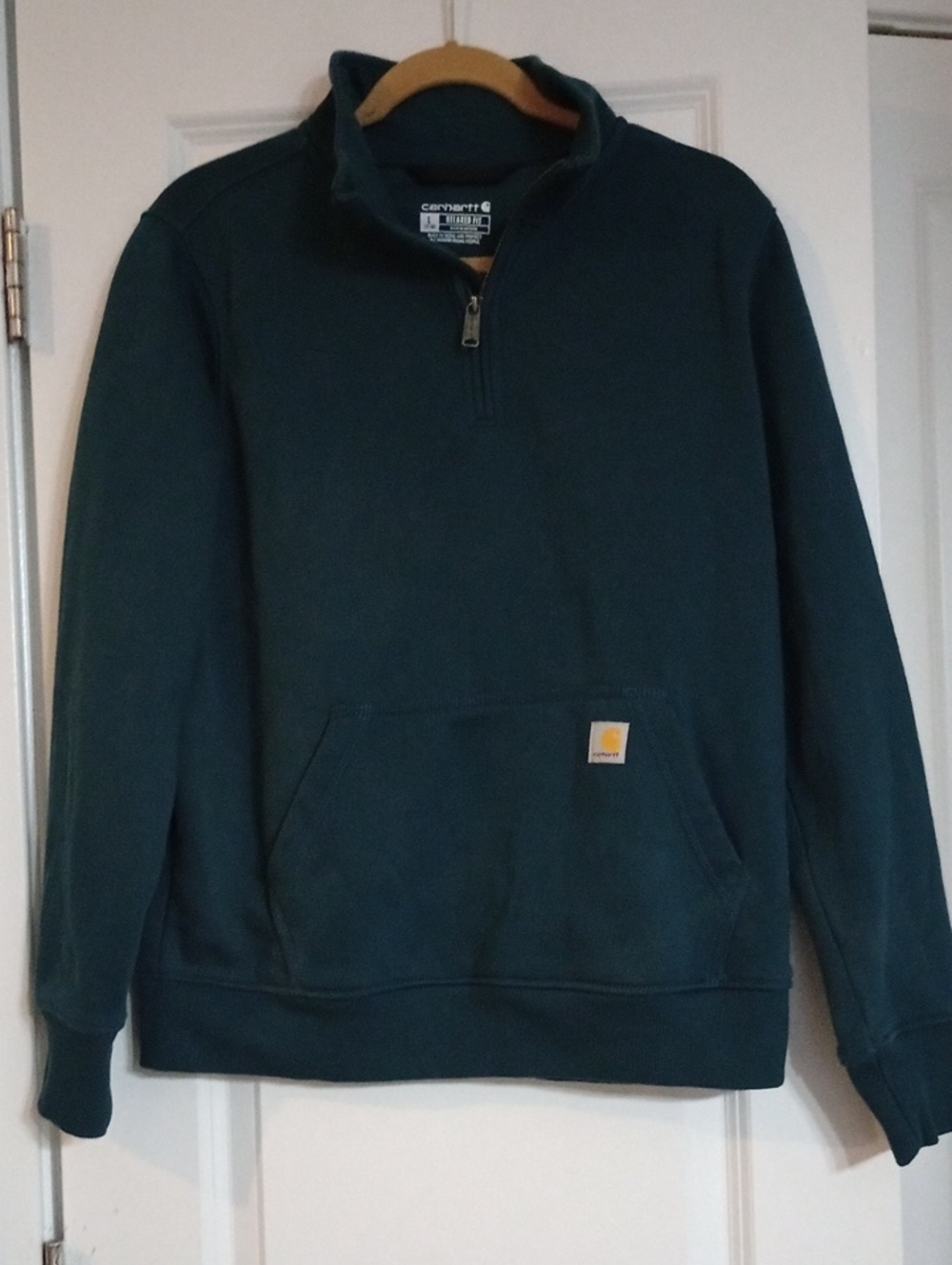 Carhartt Men's Dark Teal Half-Zip Pullover Sweatshirt Size L